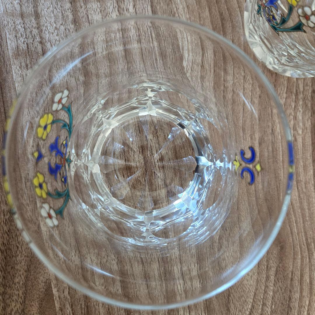 雨宮喜能登　窯彩硝子　花柄ガラスグラス6個セット