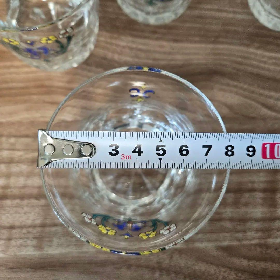 雨宮喜能登　窯彩硝子　花柄ガラスグラス6個セット