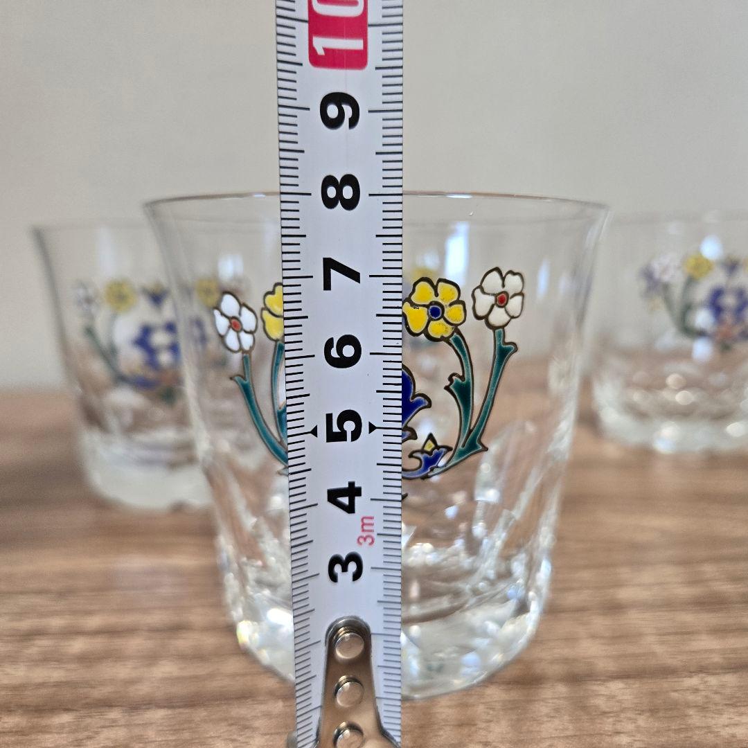 雨宮喜能登　窯彩硝子　花柄ガラスグラス6個セット