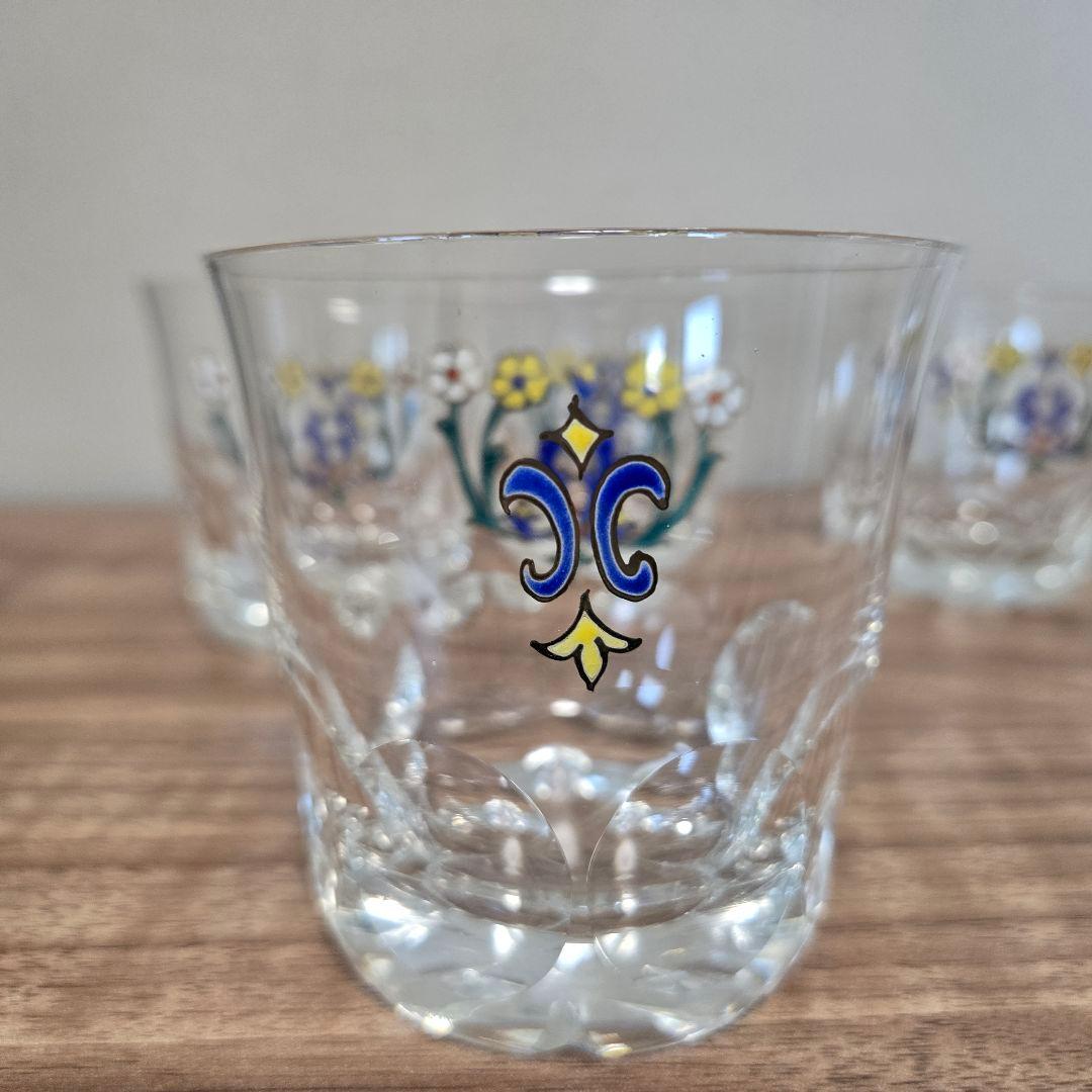 雨宮喜能登　窯彩硝子　花柄ガラスグラス6個セット