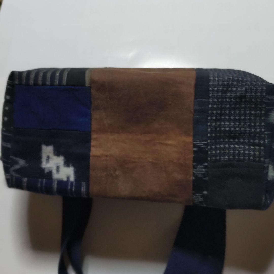 パッチワーク　手提げ　バッグ　手作り　絣　雪ん子　染め