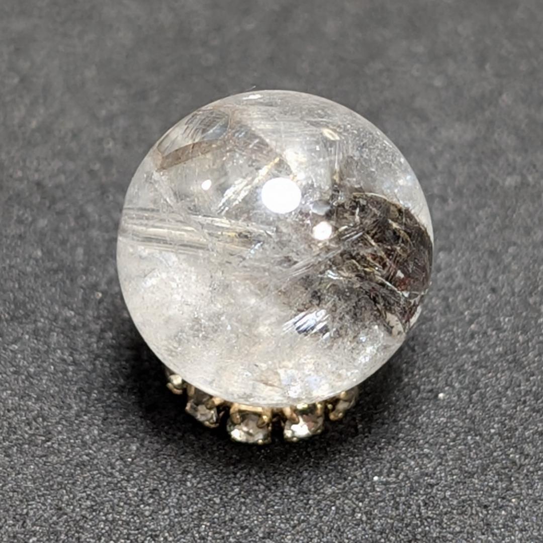 【虹入りブルッカイト】プラチナルチルクォーツ 一点物 12ミリ 1粒売り お守り