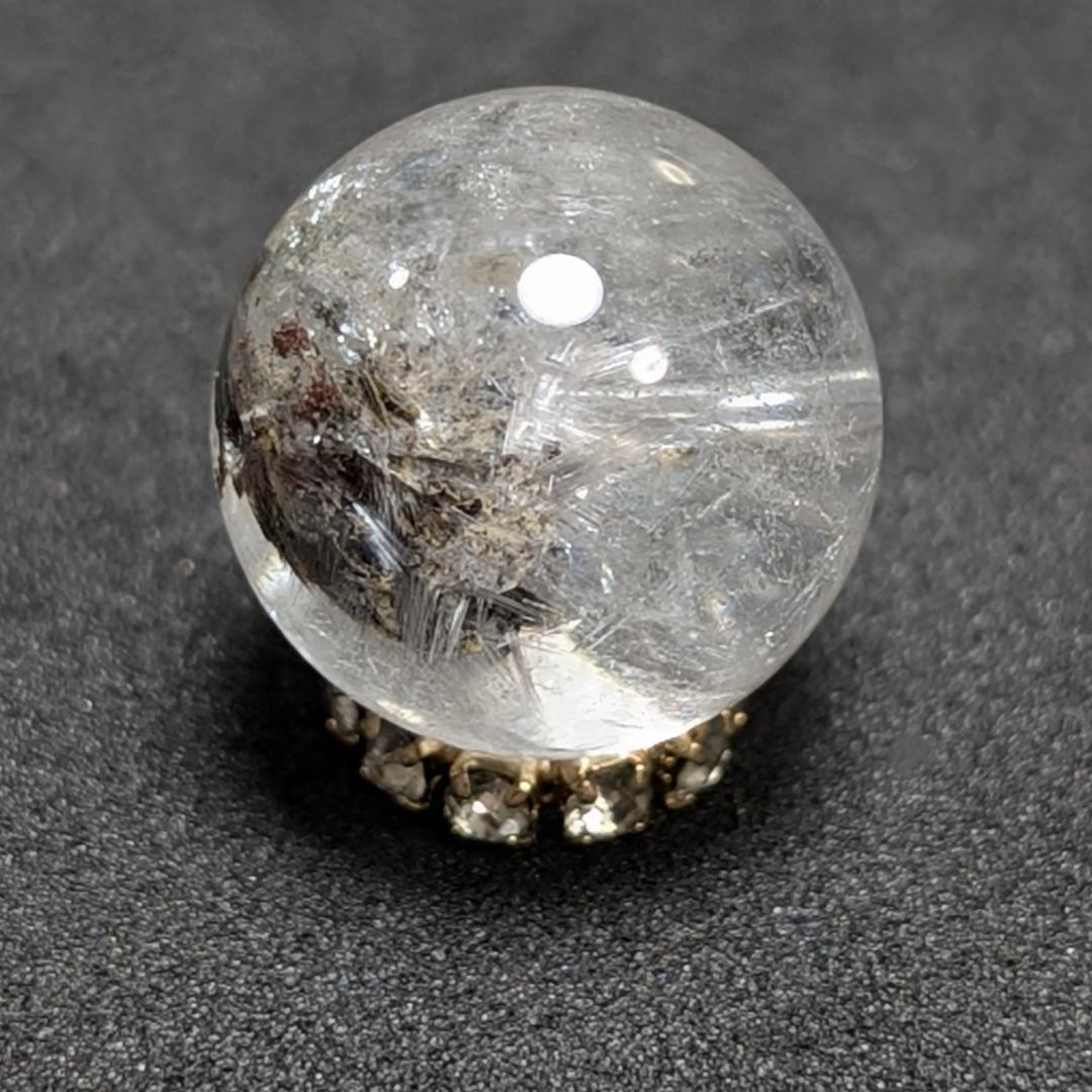 【虹入りブルッカイト】プラチナルチルクォーツ 一点物 12ミリ 1粒売り お守り