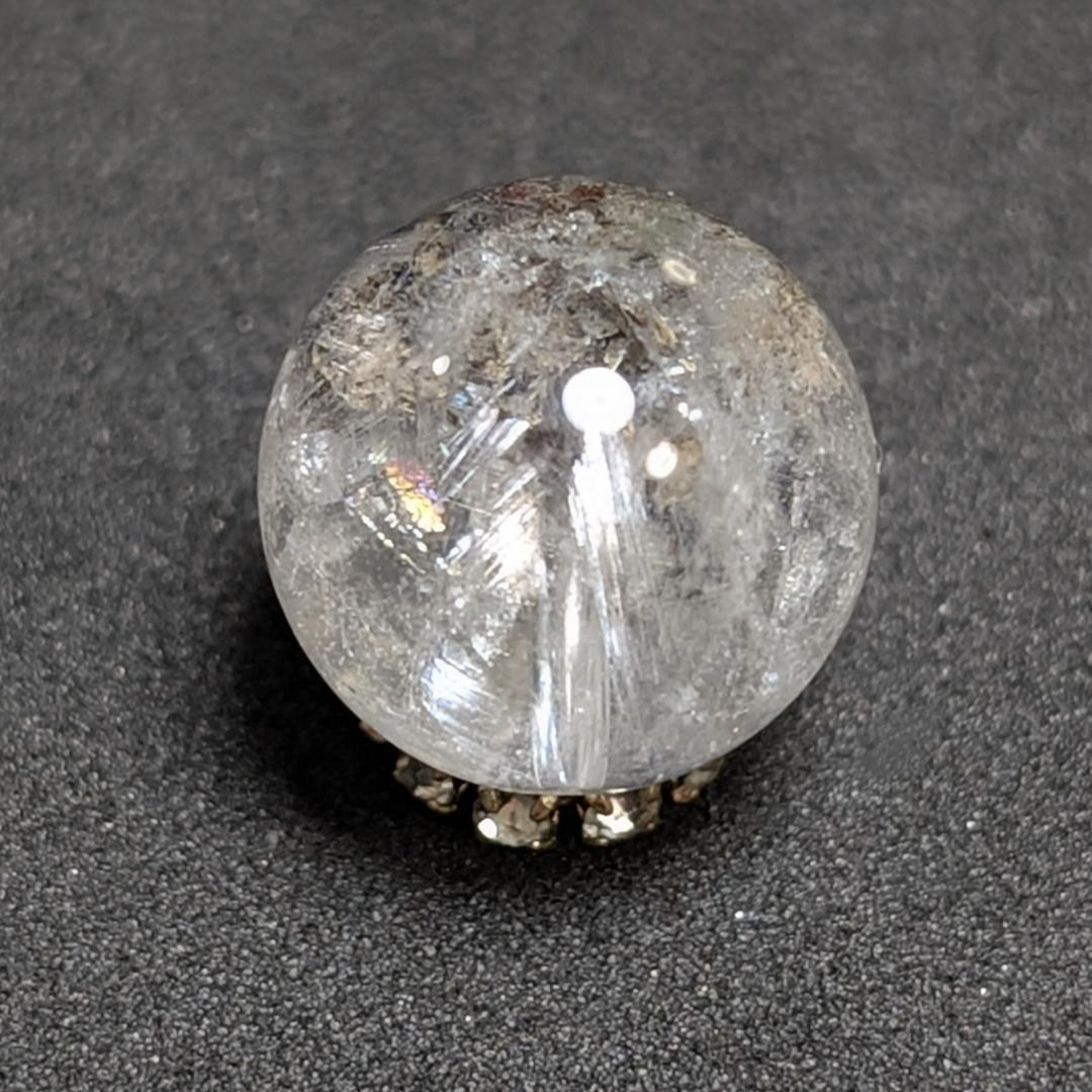 【虹入りブルッカイト】プラチナルチルクォーツ 一点物 12ミリ 1粒売り お守り