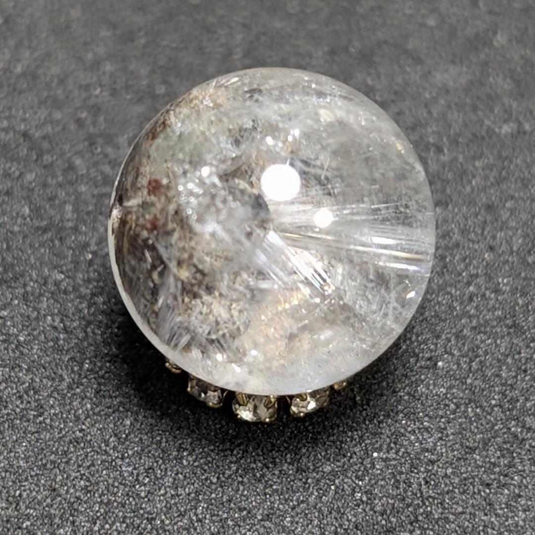 【虹入りブルッカイト】プラチナルチルクォーツ 一点物 12ミリ 1粒売り お守り