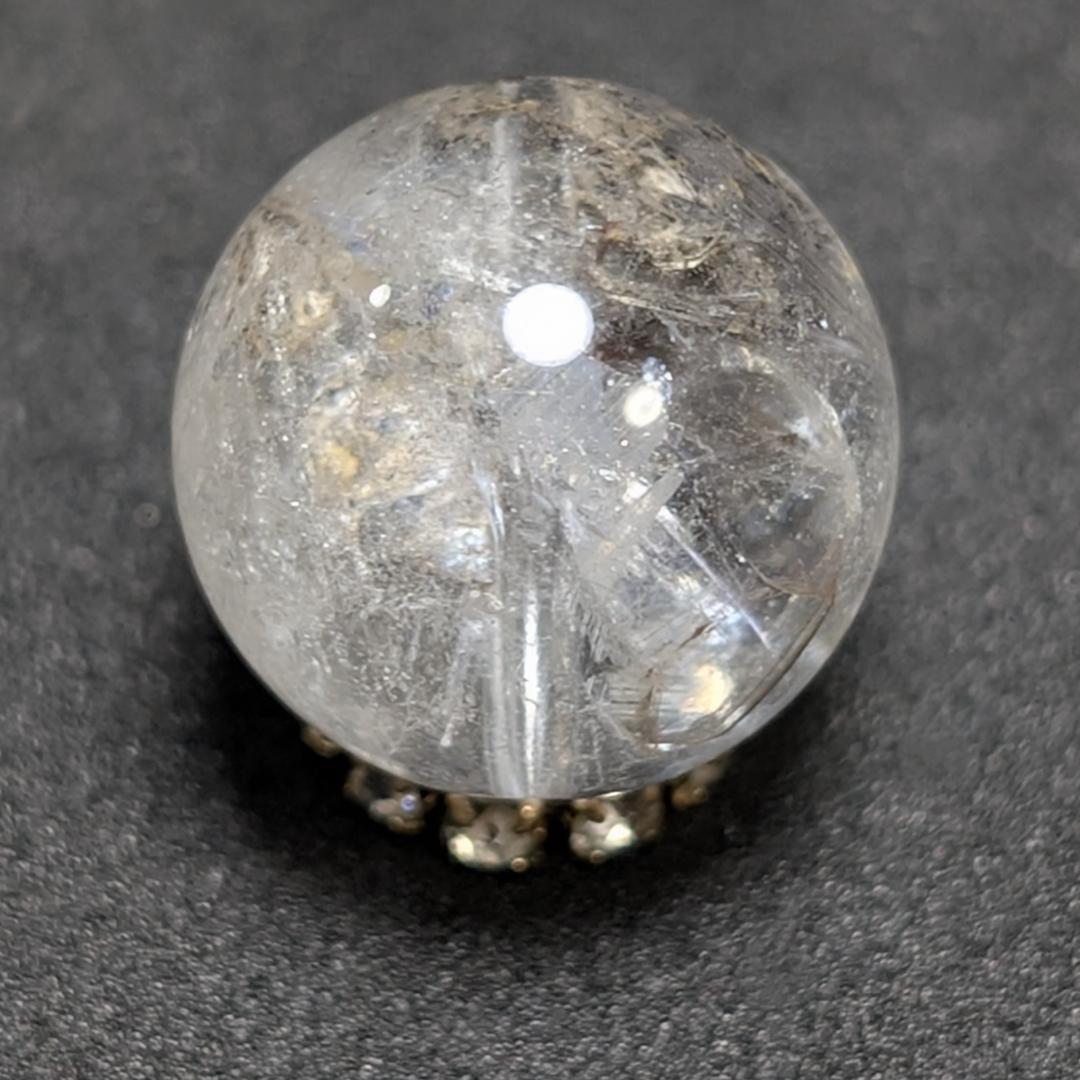 【虹入りブルッカイト】プラチナルチルクォーツ 一点物 12ミリ 1粒売り お守り