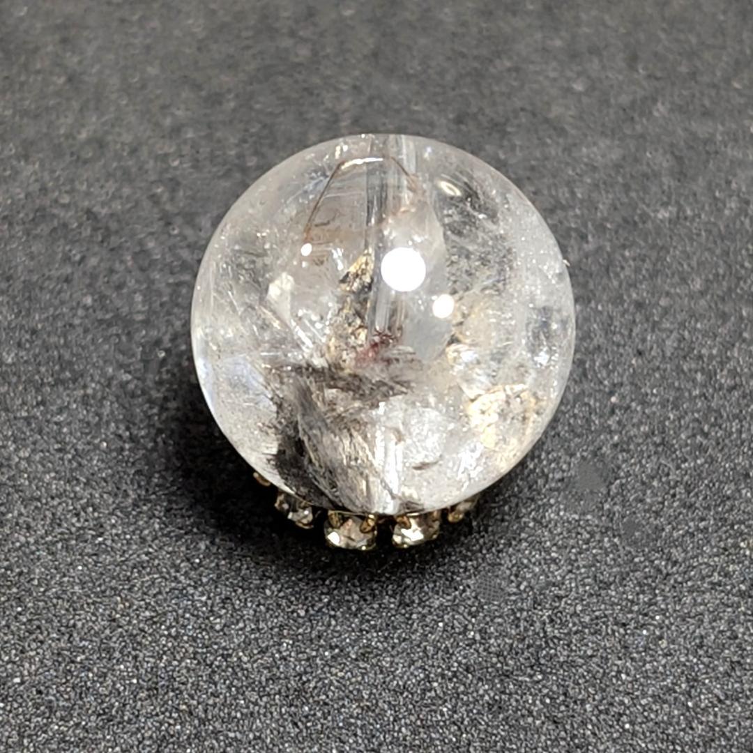 【虹入りブルッカイト】プラチナルチルクォーツ 一点物 12ミリ 1粒売り お守り