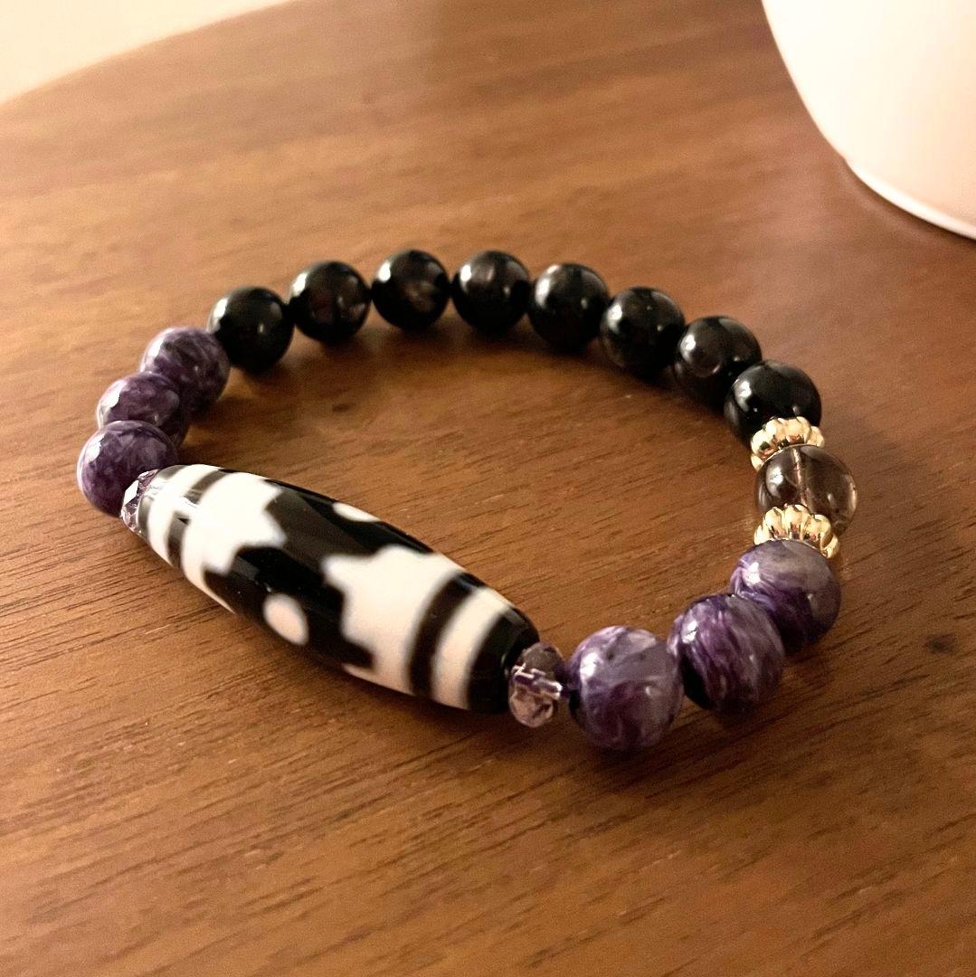 高品質お守り【馬牙天珠】チャロアイト ハイパーシーン レア ゼウス 美品 白天珠