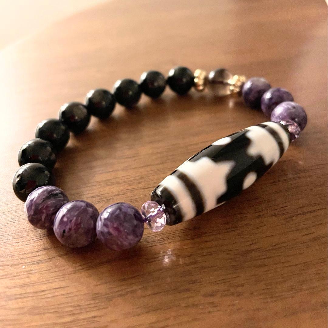 高品質お守り【馬牙天珠】チャロアイト ハイパーシーン レア ゼウス 美品 白天珠