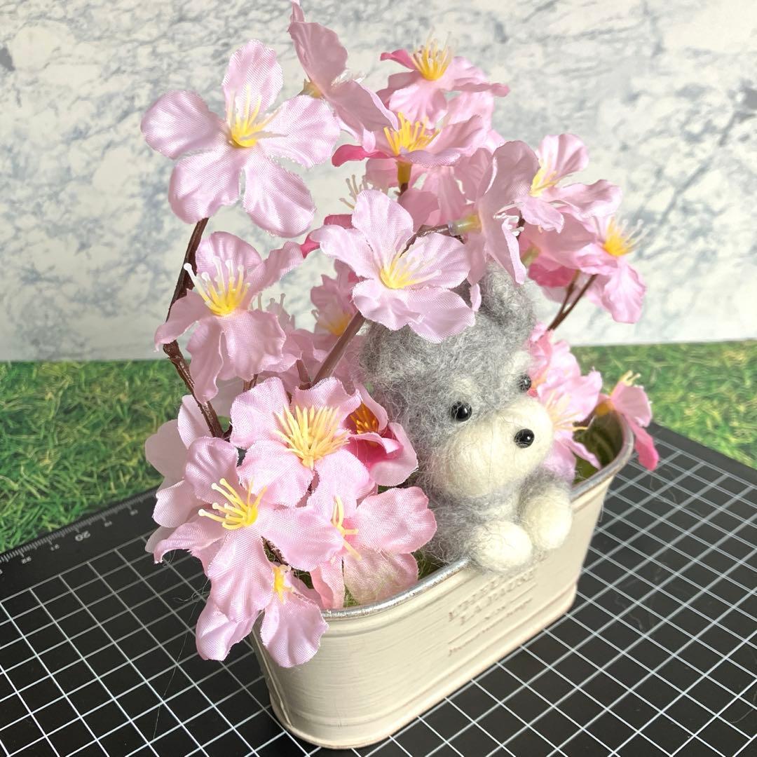 羊毛フェルト 犬 シュナウザー 桜 専用