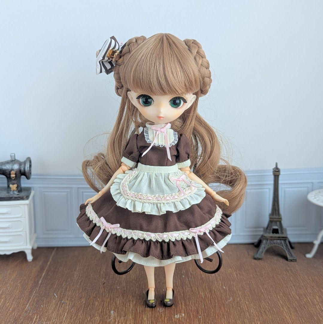1537※ハルモニアブルーム※チョコレートカラーのメイド風クラシカルワンピース
