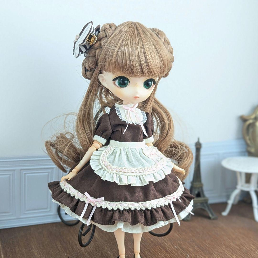 1537※ハルモニアブルーム※チョコレートカラーのメイド風クラシカルワンピース