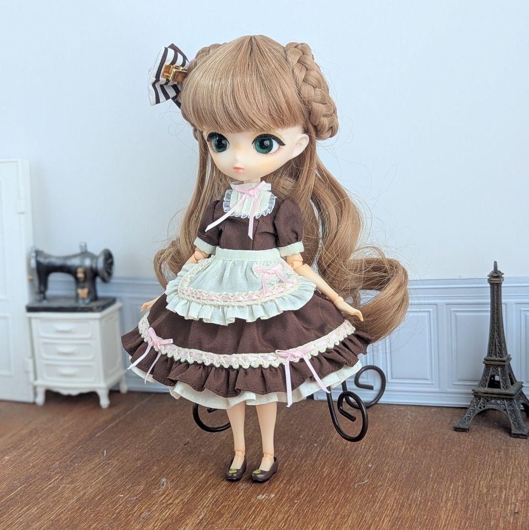 1537※ハルモニアブルーム※チョコレートカラーのメイド風クラシカルワンピース