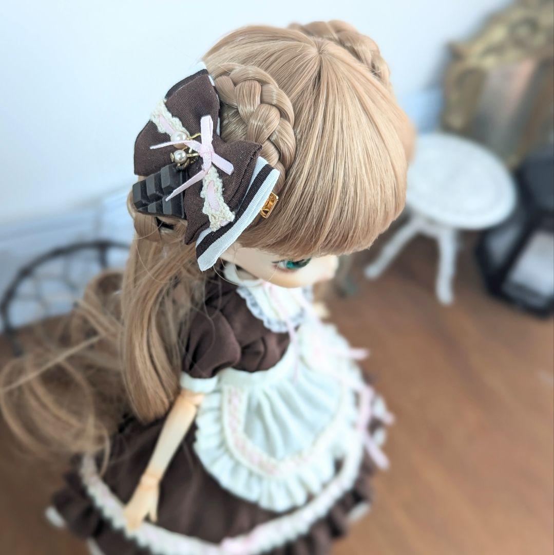 1537※ハルモニアブルーム※チョコレートカラーのメイド風クラシカルワンピース