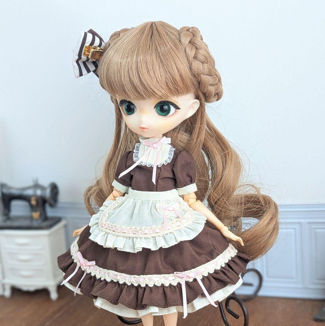 1537※ハルモニアブルーム※チョコレートカラーのメイド風クラシカルワンピース