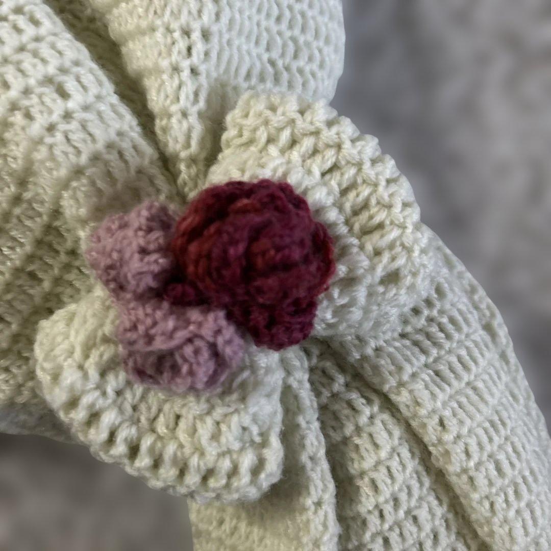 花束ブランケット　赤とピンクのバラ　飾りゴム止め付き