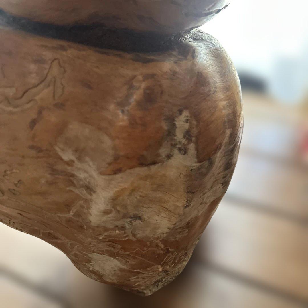 迫力のある木の花台　木製抽象オブジェ