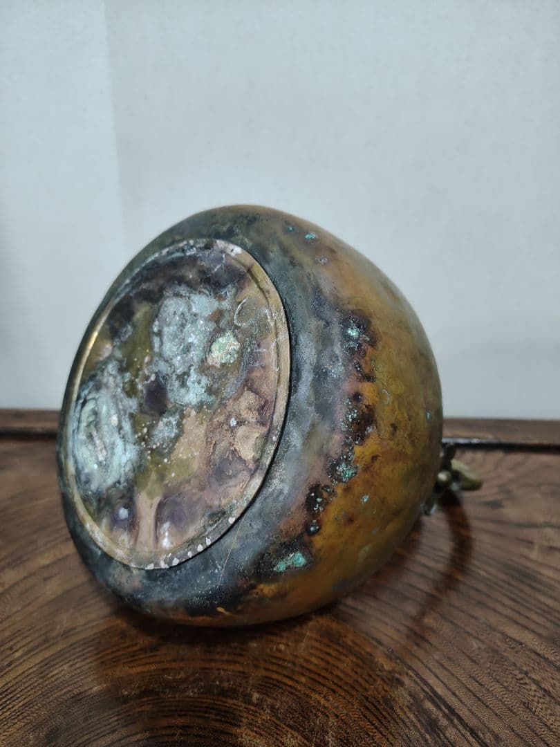 真鍮製 丸型やかん　古道具　骨董 レトロやかん　大正ロマン　かわいいやかん　真鍮