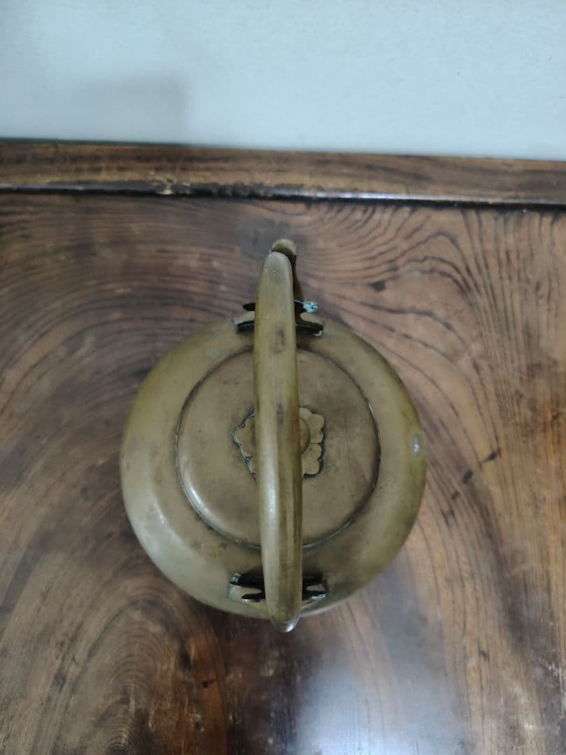 真鍮製 丸型やかん　古道具　骨董 レトロやかん　大正ロマン　かわいいやかん　真鍮