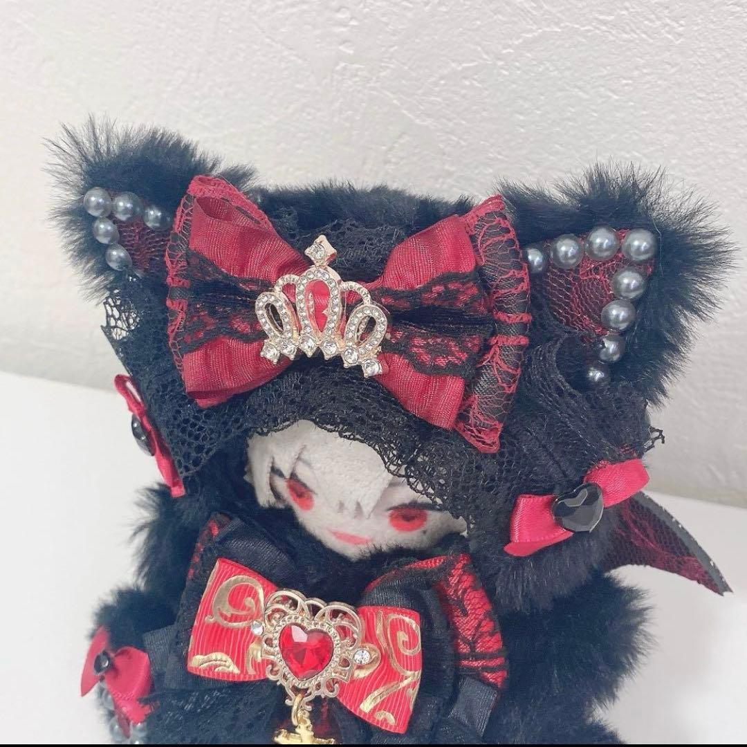 にじぱぺっと♡10cmサイズ ぬい服♡ブラック♡おすわりねこちゃん チャーム付き