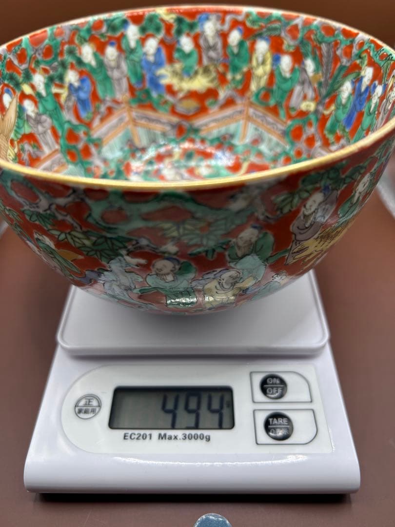 中国美術 五百羅漢図 色絵大鉢 直径15cm 緻密細工 飾壺 縁起物