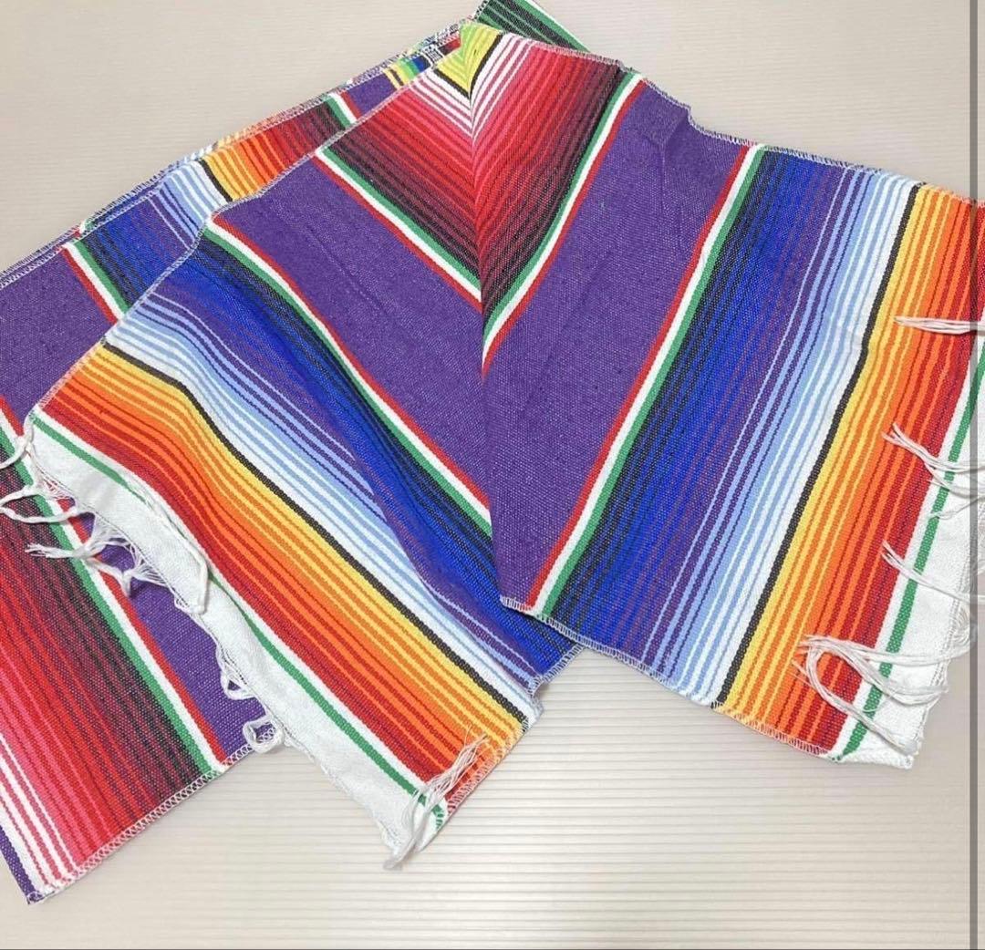 在庫処分　15点セット　サラペ　メキシカンラグ　ストライプ テーブルクロス