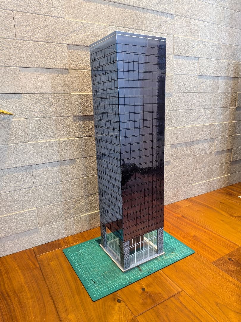 Nゲージ　自作ストラクチャー　熱線反射ガラス風高層ビル　ジオラマ