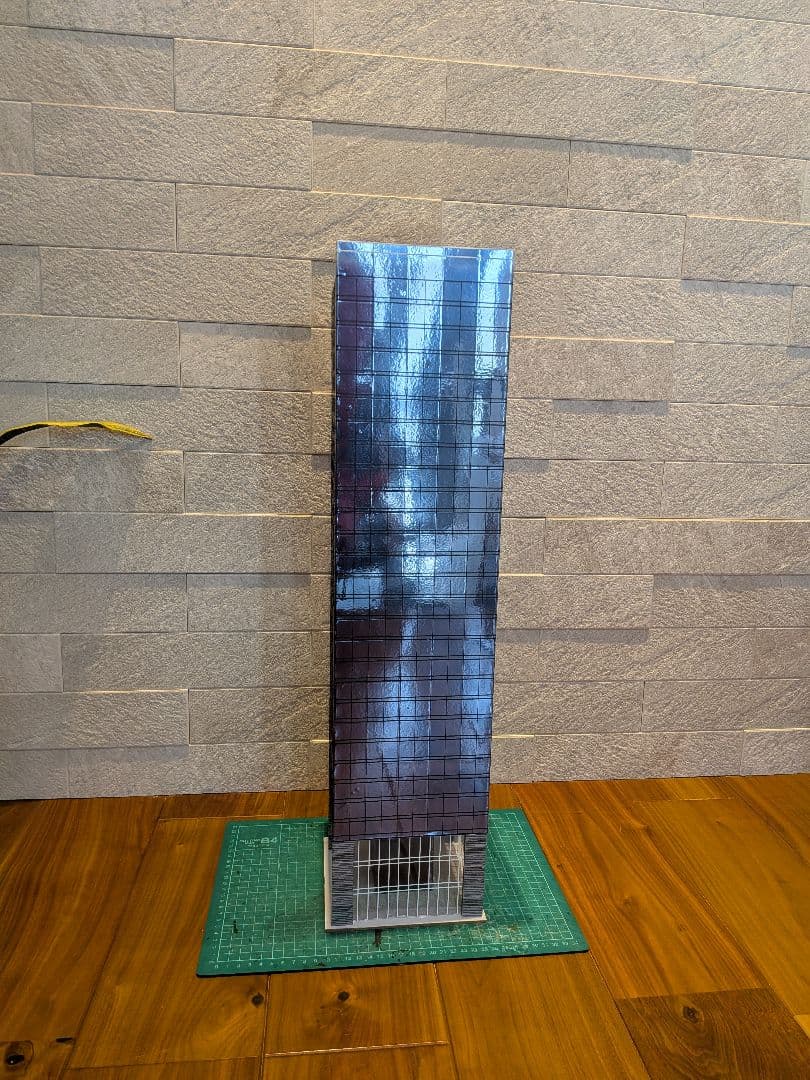 Nゲージ　自作ストラクチャー　熱線反射ガラス風高層ビル　ジオラマ
