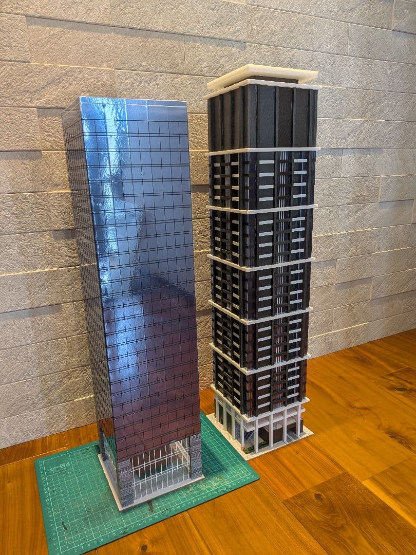 Nゲージ　自作ストラクチャー　熱線反射ガラス風高層ビル　ジオラマ