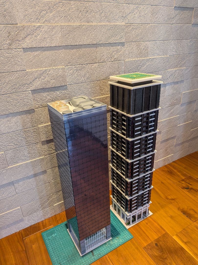 Nゲージ　自作ストラクチャー　熱線反射ガラス風高層ビル　ジオラマ