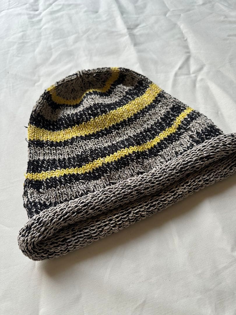 indietro association ストライプニット　ビーニー帽子