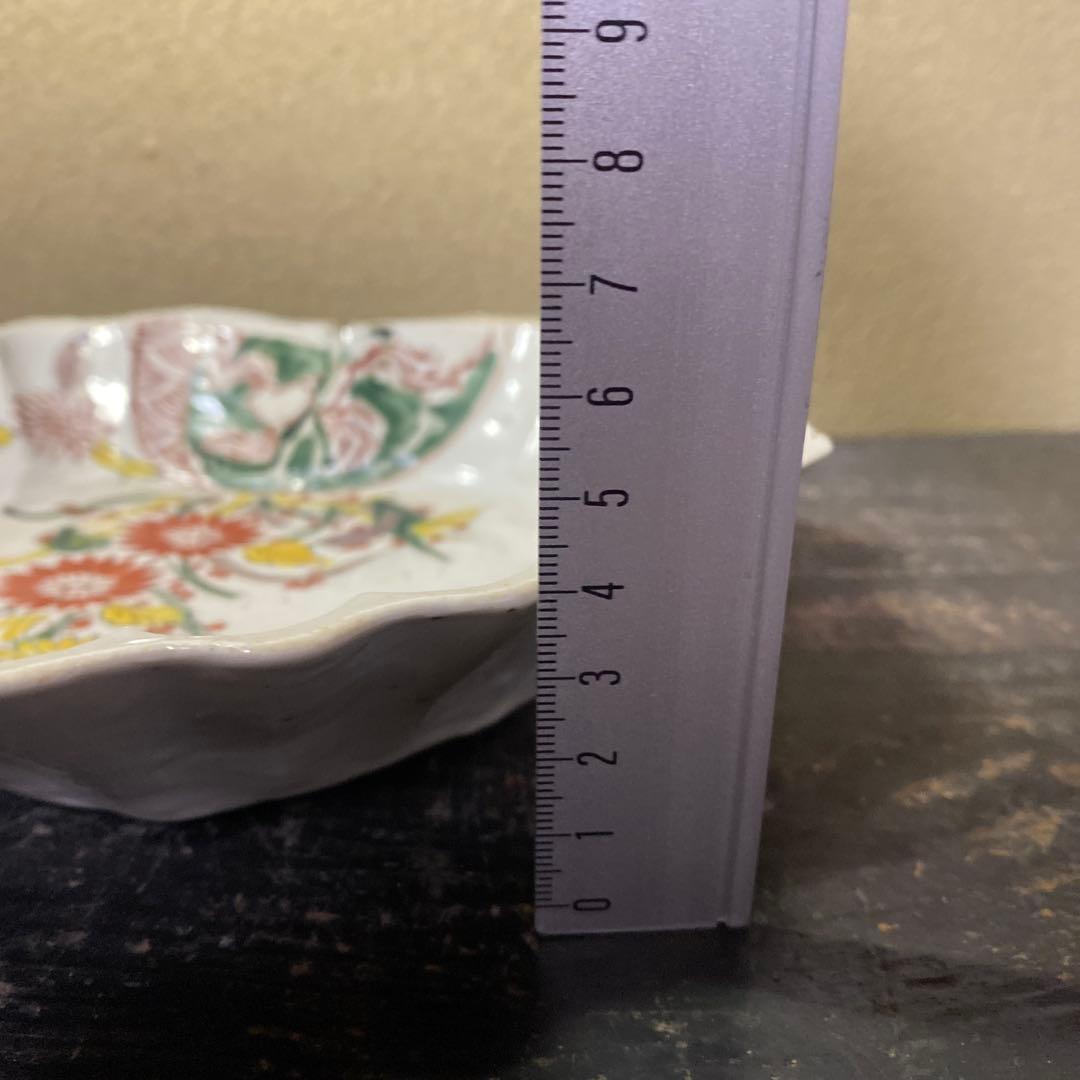中国古玩　南京手草木文変形菓子皿