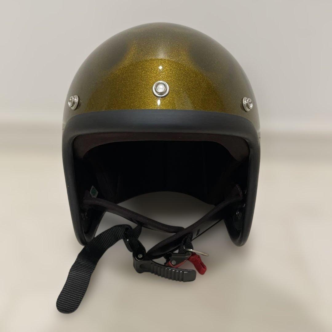 ゴールドメタリック ジェットヘルメット