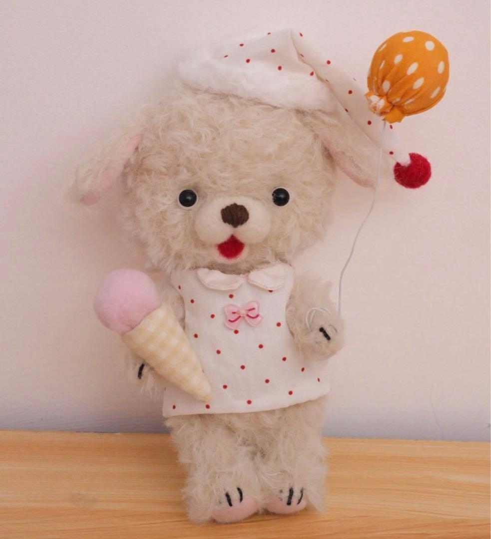 大喜びワンワン 犬 アーティストベア 海外作家様 ハンドメイド ぬいぐるみ