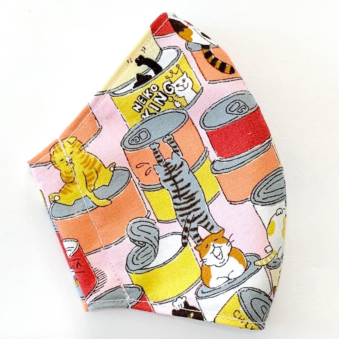 No.488 オーダーマスク　猫　猫缶　ピンク　ハンドメイド