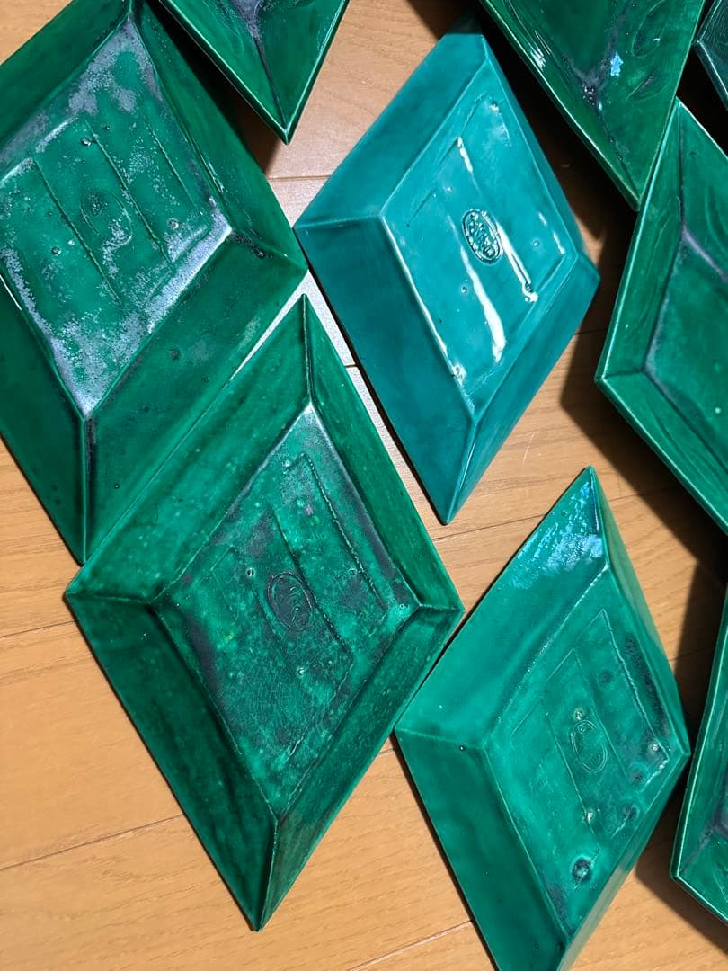 緑交趾　菱形向付け　10客