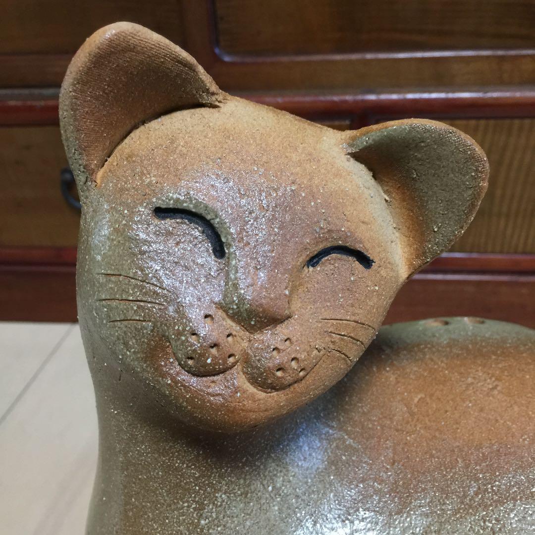 猫のライト 菊柄 陶芸