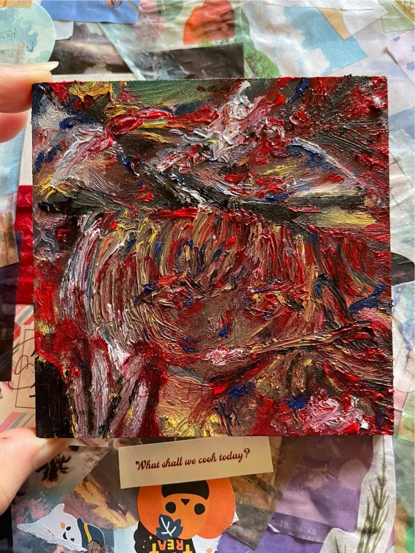 【534】 東方Project 油彩画 油絵 フランドール 絵 直筆原画 一点物