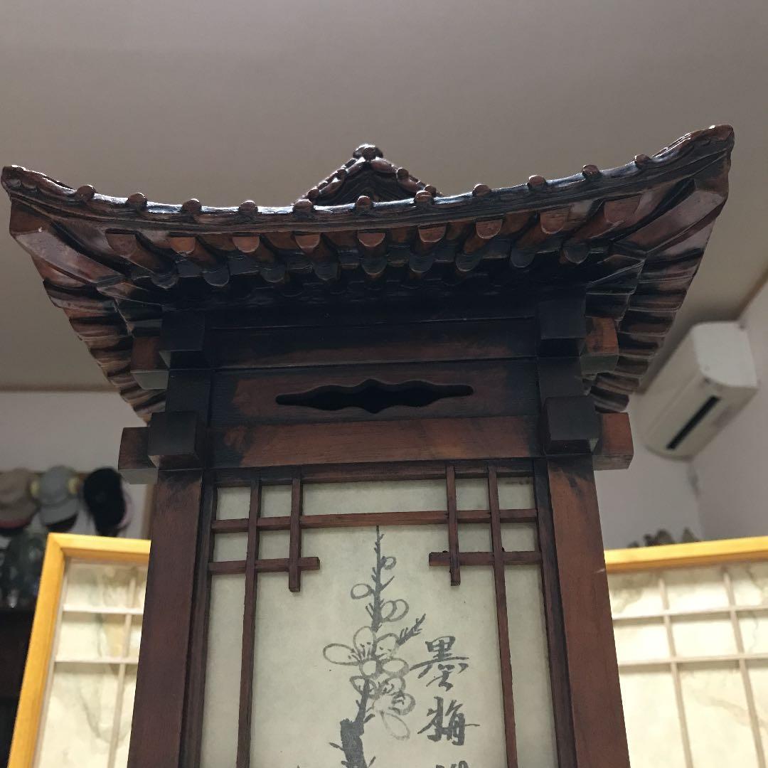 希少品　古美術　ランプ　梅蘭竹菊四面絵　年代物