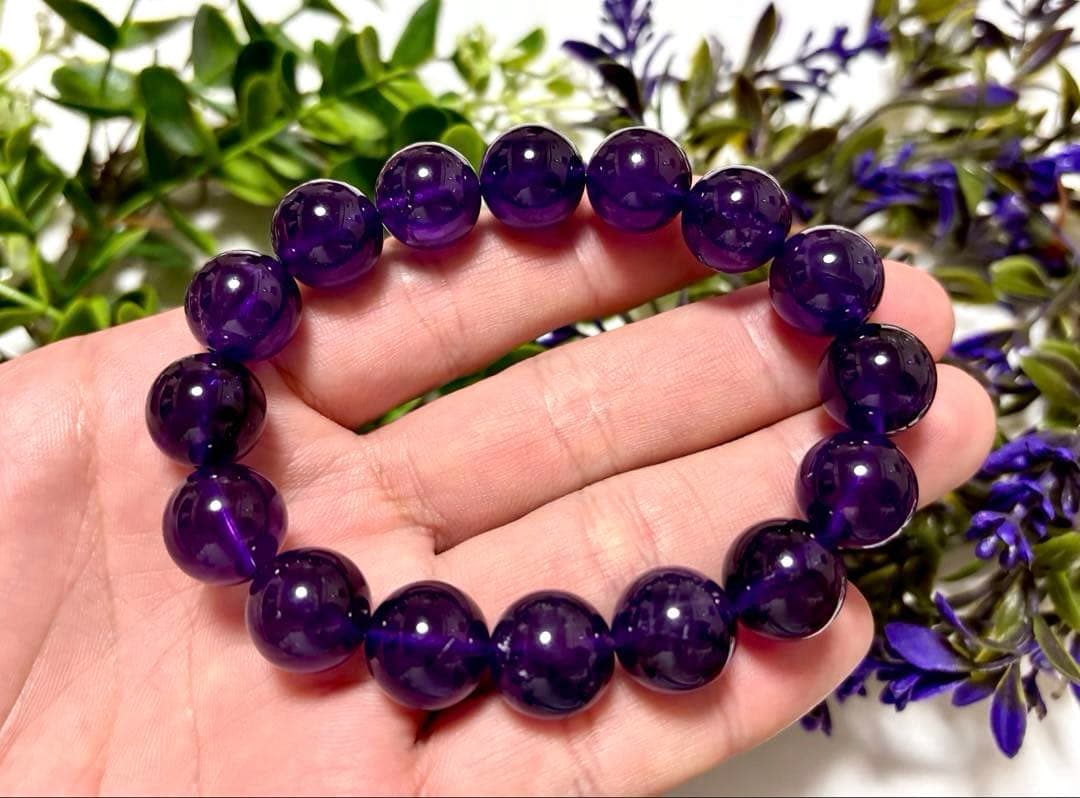 究極品質　愛の守護石　幻のエンジェルラダーエターナルアメジストの大珠ブレス