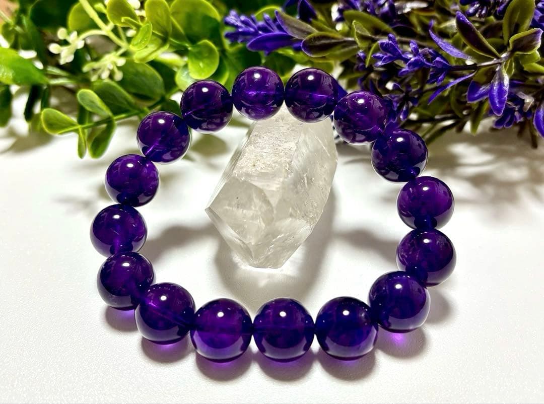 究極品質　愛の守護石　幻のエンジェルラダーエターナルアメジストの大珠ブレス