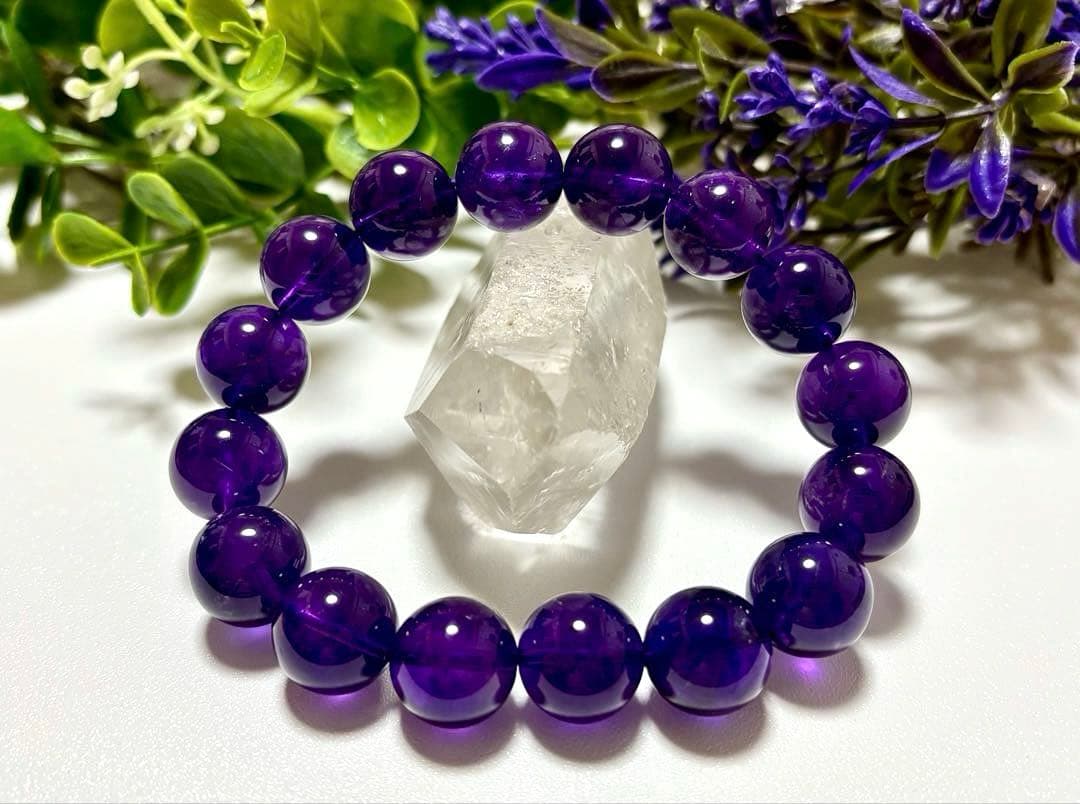 究極品質　愛の守護石　幻のエンジェルラダーエターナルアメジストの大珠ブレス