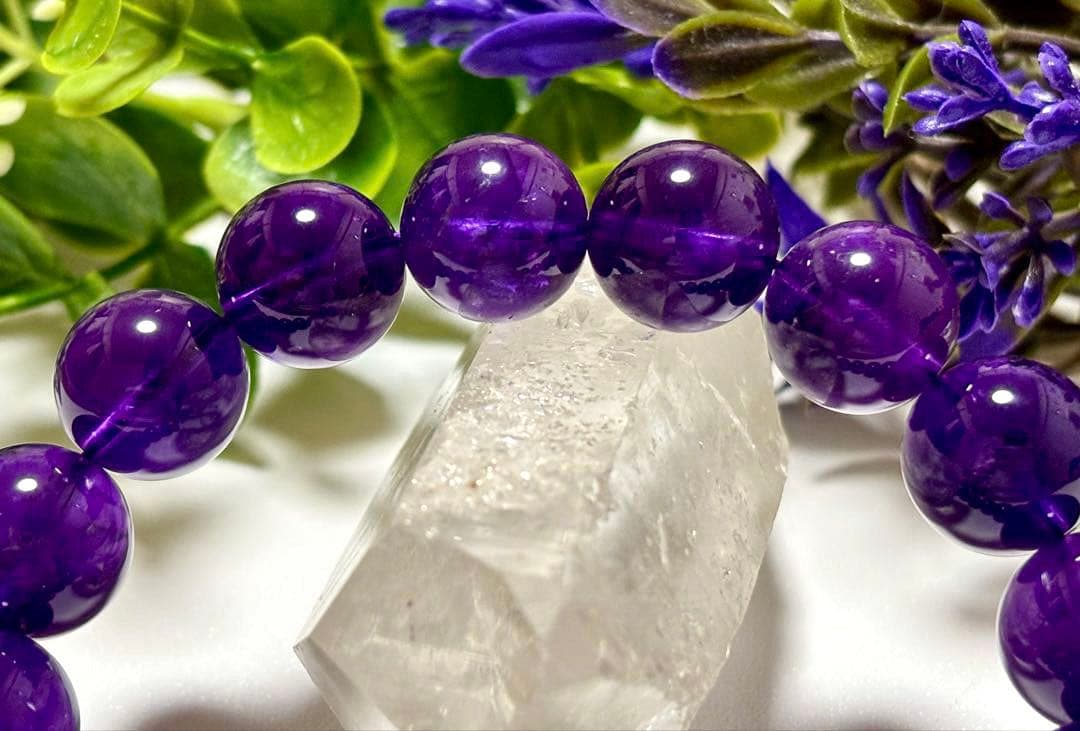 究極品質　愛の守護石　幻のエンジェルラダーエターナルアメジストの大珠ブレス