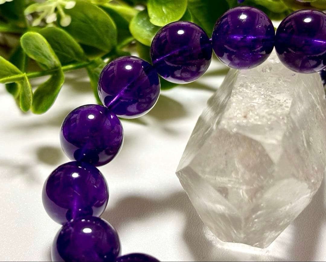 究極品質　愛の守護石　幻のエンジェルラダーエターナルアメジストの大珠ブレス