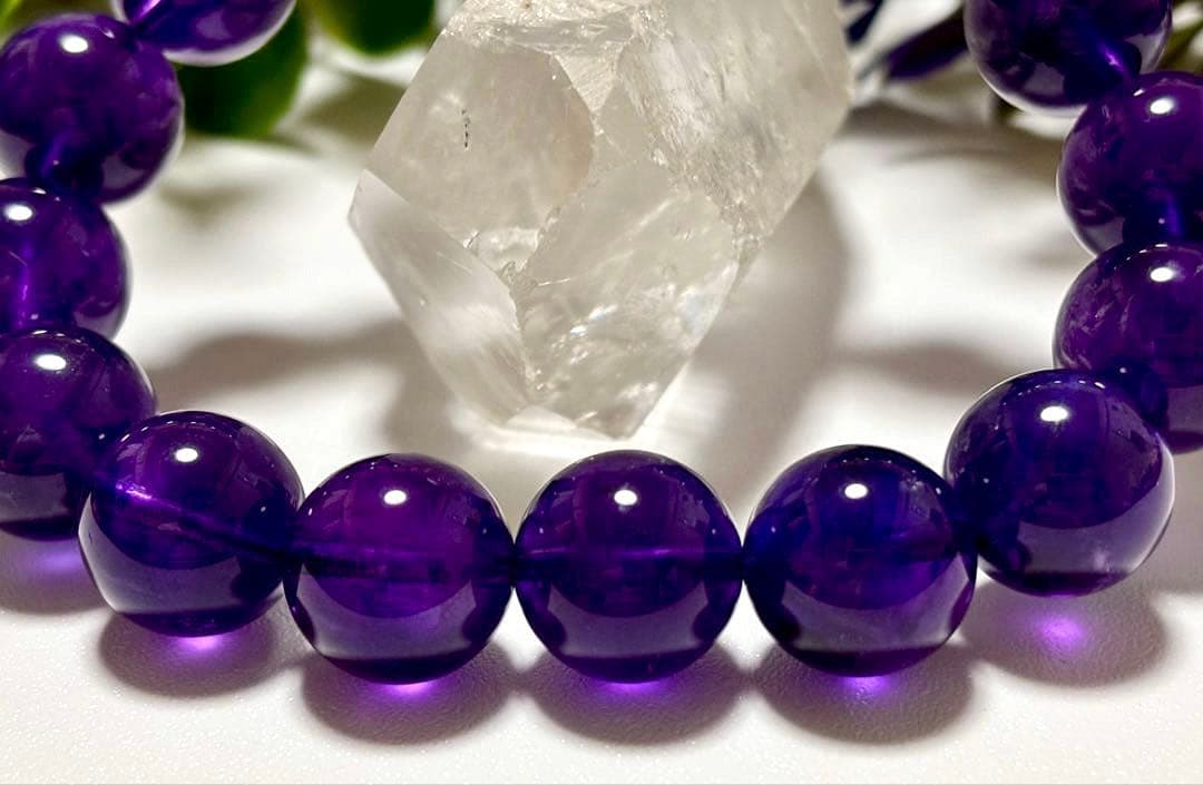 究極品質　愛の守護石　幻のエンジェルラダーエターナルアメジストの大珠ブレス