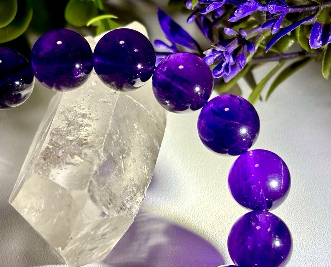 究極品質　愛の守護石　幻のエンジェルラダーエターナルアメジストの大珠ブレス