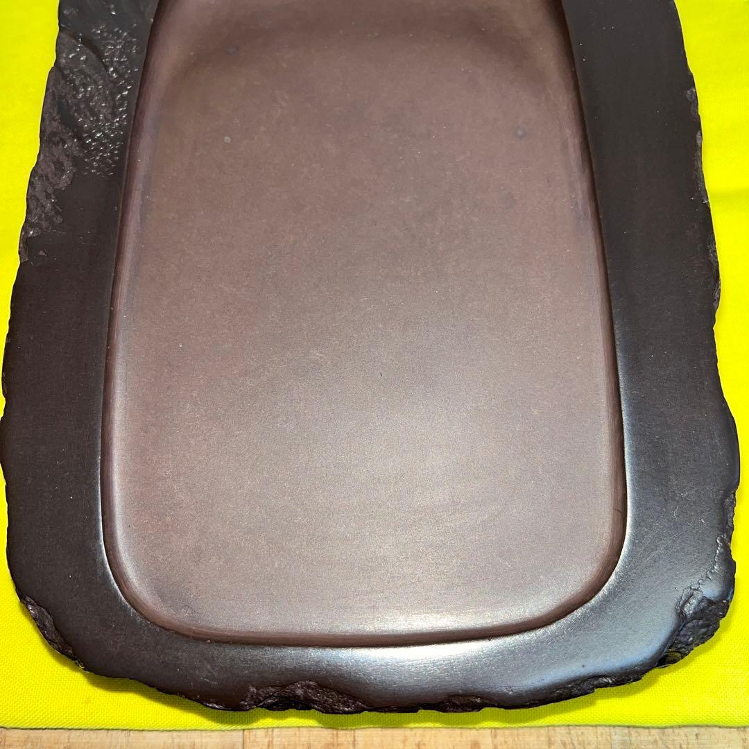 ⭕️赤間硯　新品美品　名工　玉峯　日枝敏夫　梅花彫刻入り　姿が美しい　女性好み作品