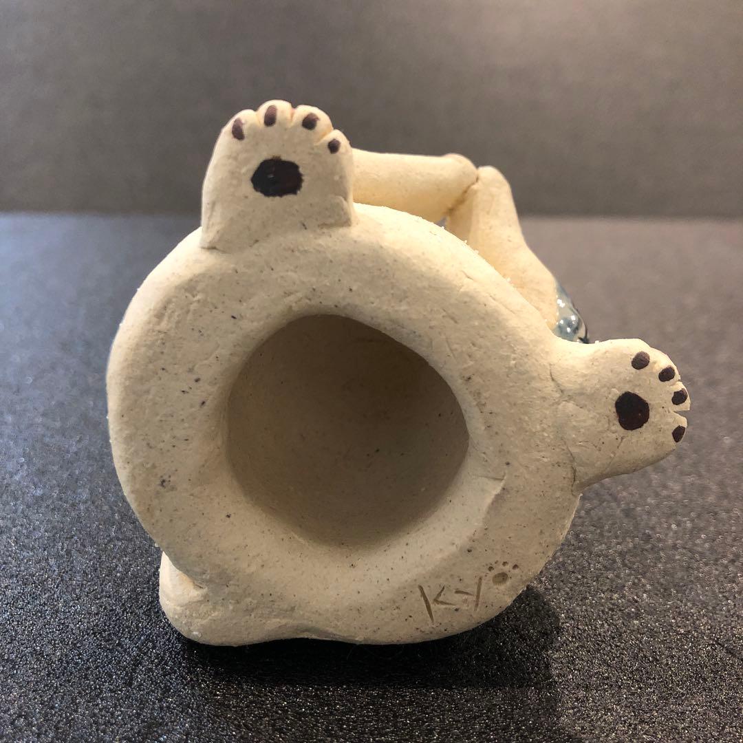 【新品】人気作家kyo 猫置物 アマビエ 焼物 陶器 全長10cm