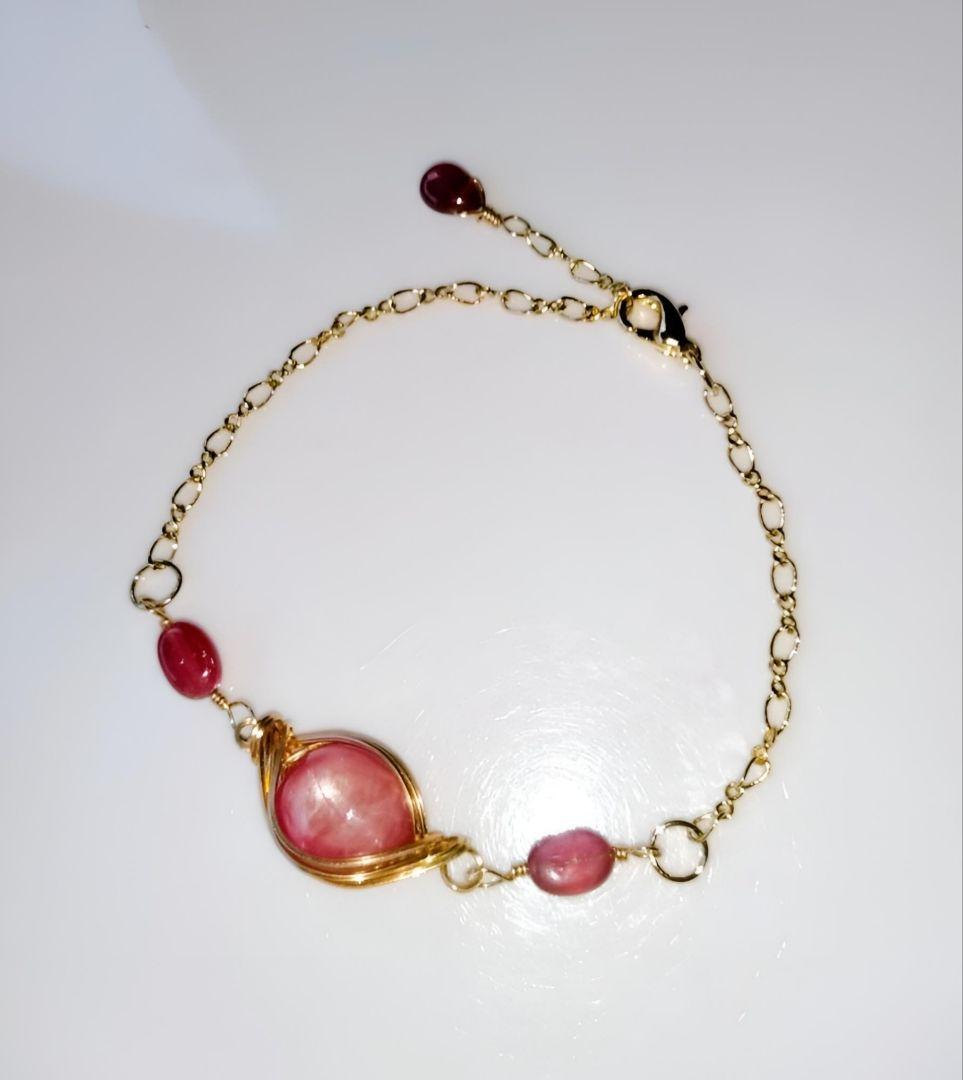 Kgf14 希少 宝石ルース スター ルビー・ルビー ブレスレット