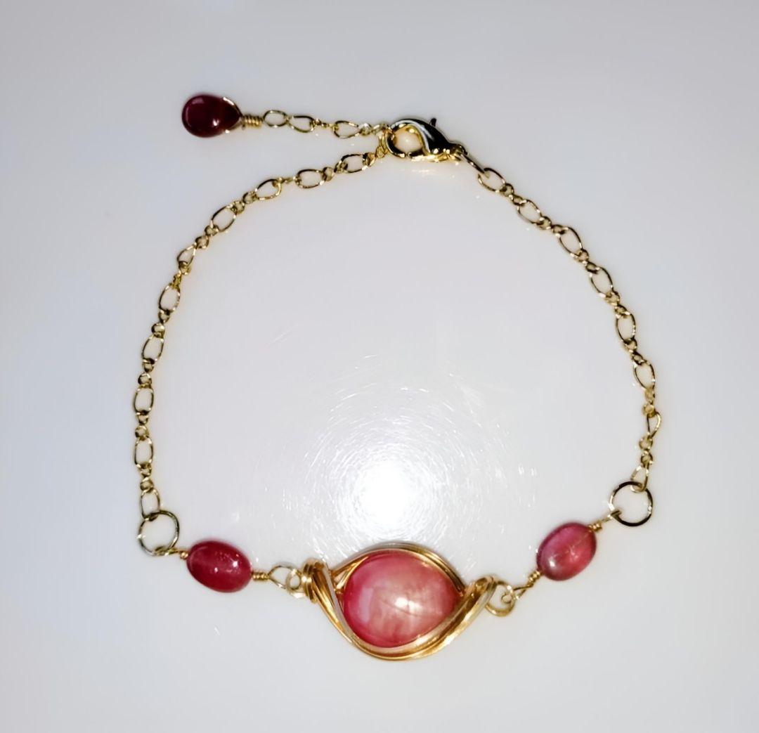 Kgf14 希少 宝石ルース スター ルビー・ルビー ブレスレット